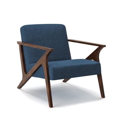 Glenwillow Home 30" Wide Grove MCM Wood Frame Upholstered Accent Chair in Blue