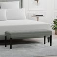 thumbnail image 1 of 46.5" Upholstered Bench with Nailhead Trim and Wood Legs in Stone (Light Gray), 1 of 4