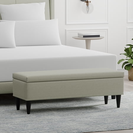 46.5" Upholstered Storage Bench in Beige