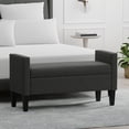 thumbnail image 1 of 46" Upholstered Storage Bench with Track Arms and Wood Legs in Dark Gray, 1 of 7