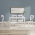 thumbnail image 1 of 5-PC - 48" Wood Dining Table in White + White/Natural Double X-Back Dining Chairs Dining Set, 1 of 10
