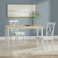 thumbnail image 1 of 3-PC - 48" Wood Dining Table in White/Natural + White X-Back Dining Chairs Dining Set, 1 of 10