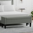 thumbnail image 1 of 52" Upholstered Storage Bench With Truncated Arms in Stone (Light Gray), 1 of 7