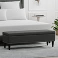 thumbnail image 1 of 52" Upholstered Storage Bench with Nailhead Trim in Dark Gray, 1 of 8