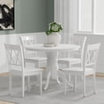 thumbnail image 1 of 5-PC - 42" Round Pedestal Dining Table + Double X-Back Dining Chairs Dining Set in White, 1 of 9