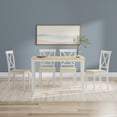 thumbnail image 1 of Glenwillow Home 5-Piece Dining Set, 48" Rectangle Wood Table and X-Back Chairs White/Natural Table + White/Natural Chairs, 1 of 10