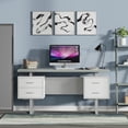 thumbnail image 1 of 60'' Mariposa Home Office Computer Desk - Grey Top, White Body, Grey Metal, Grey Hardware, 1 of 6