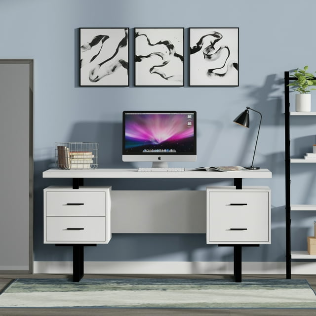 Glenwillow Home 60'' Mariposa Desk with 3 Storage Drawers