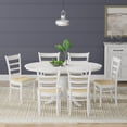 thumbnail image 1 of 7-PC - Oval Butterfly Leaf Dining Table in White + White/Natural Slat Back Dining Chairs Dining Set, 1 of 10