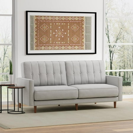81.5" Mies Square Arm Sleeper Sofa with Vertical Seams in MCM Vintage Design in Beige