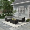 thumbnail image 1 of Alvory 5-PC Outdoor Patio PE Rattan Sectional in Tan with Rectangular Coffee Table, 1 of 2