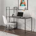 thumbnail image 1 of Ames 47" Reversible Gaming Computer Desk with Adjustable Shelves, Home Office Desk, Grommet Cable-Management, Leveler Feet, Easy Assembly, Black/Walnut, 1 of 10