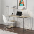 thumbnail image 1 of Ames 47" Reversible Gaming Computer Desk with Adjustable Shelves, Home Office Desk, Grommet Cable-Management, Leveler Feet, Easy Assembly, Black/Yellow Oak, 1 of 10