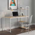 thumbnail image 1 of Ames 47" Reversible Gaming Computer Desk with Adjustable Shelves, Home Office Desk, Grommet Cable-Management, Leveler Feet, Easy Assembly, White/White Oak, 1 of 10