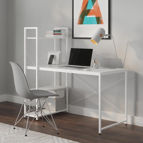 Glenwillow Home Ames Reversible Gaming Desk in White/White