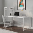 thumbnail image 1 of Ames 55" Reversible Gaming Computer Desk with Adjustable Shelves, Home Office Desk, Grommet Cable-Management, Leveler Feet, Easy Assembly, White/White, 1 of 10