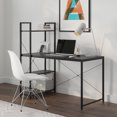 thumbnail image 1 of Ames 47" Reversible Gaming Computer Desk with Adjustable Shelves, Home Office Desk, Grommet Cable-Management, Leveler Feet, Easy Assembly, Black/Black, 1 of 10