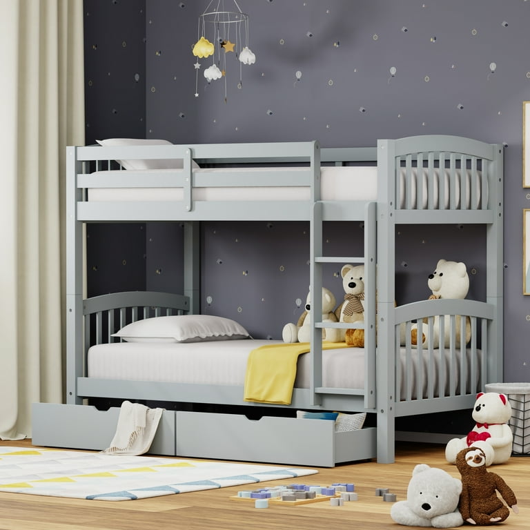 Glenwillow Home Arca Solid Wood Twin Over Twin Bunk Bed