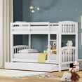 thumbnail image 1 of Arca Solid Wood Twin Over Twin Bunk Bed and Trundle in White, 1 of 8