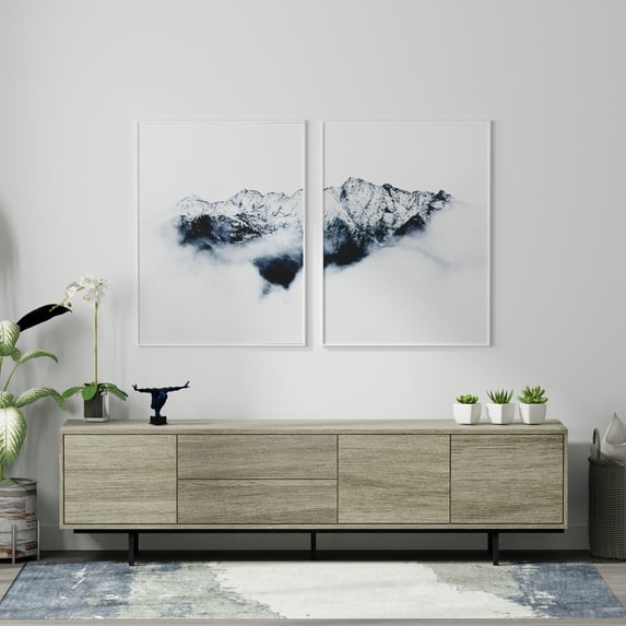 Atlas 78" x 20" Modern TV Stand Cabinet - Dark Taupe Frame, Dark Taupe Door/Drawers, Black Base
