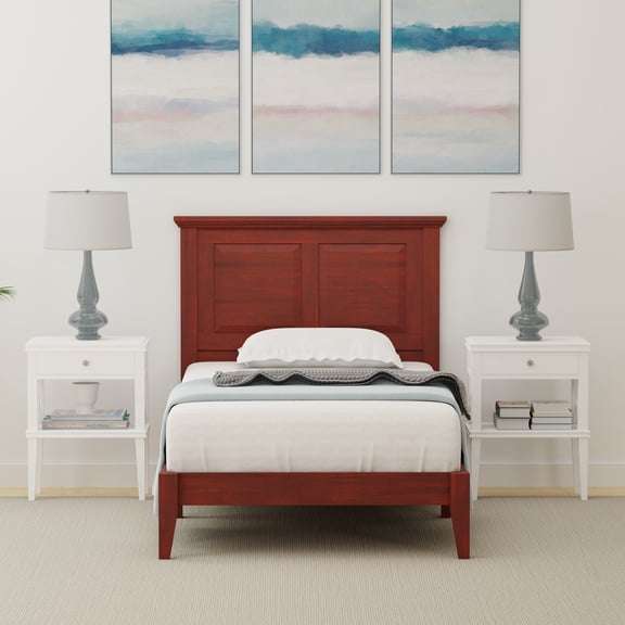 Cottage Style Solid Wood Platform Bed in Twin - Classic Cherry