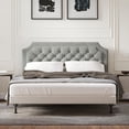 thumbnail image 1 of Curta Clipped-Edge Nailhead-Trim Button Tufted Upholstered Headboard, Stone, Full/Queen, 1 of 7
