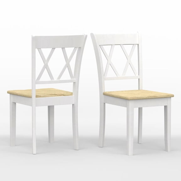 Glenwillow Home Double X-Back Wood Dining Chair - White/Nat (Set of 2)