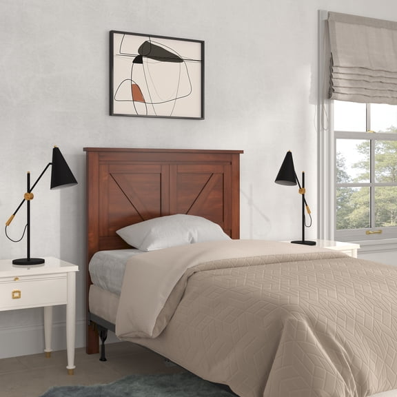 Farmhouse Style Wood Panel Headboard in Cherry - Twin Size