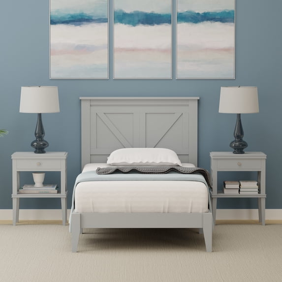 Farmhouse Solid Wood Platform Bed in Twin - Ultimate Grey