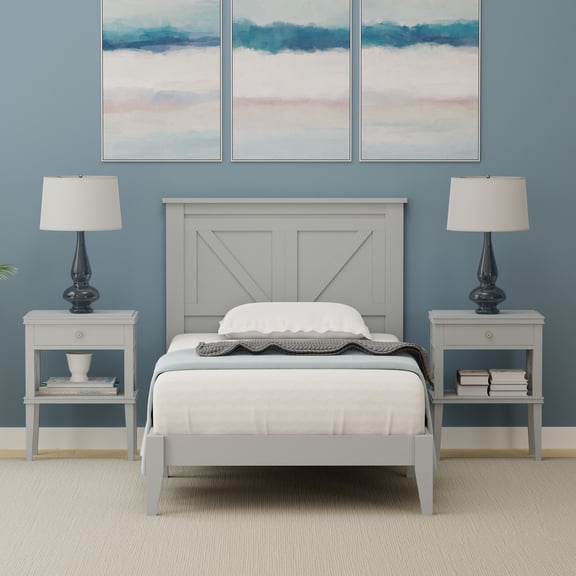 Farmhouse Solid Wood Platform Bed in Twin - Ultimate Grey