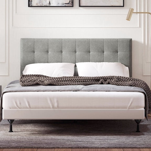Glenwillow Home Kaya Upholstered Headboard Queen - Stone (Light Gray)