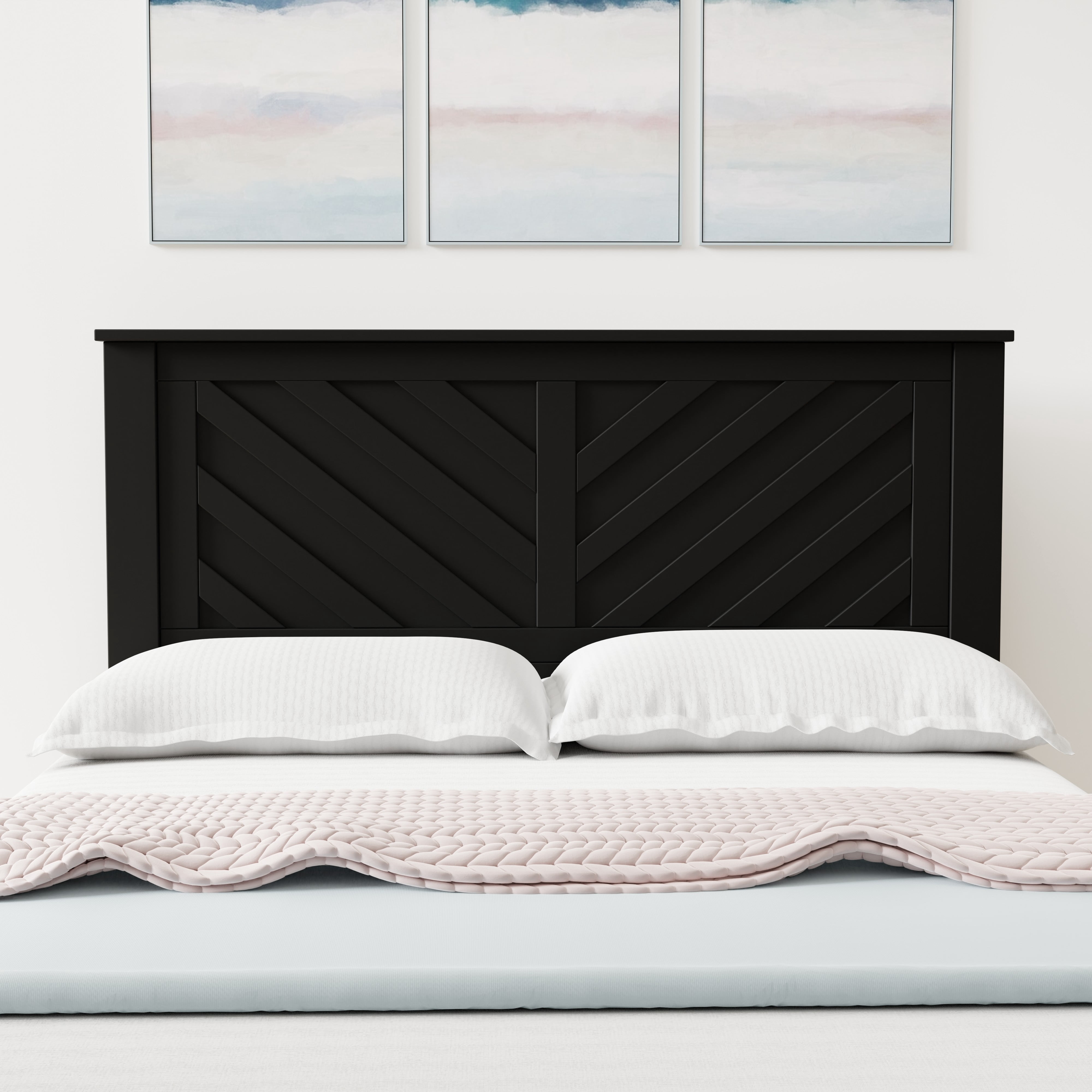 LaFerme Wood Panel Headboard in Black -  Full Size