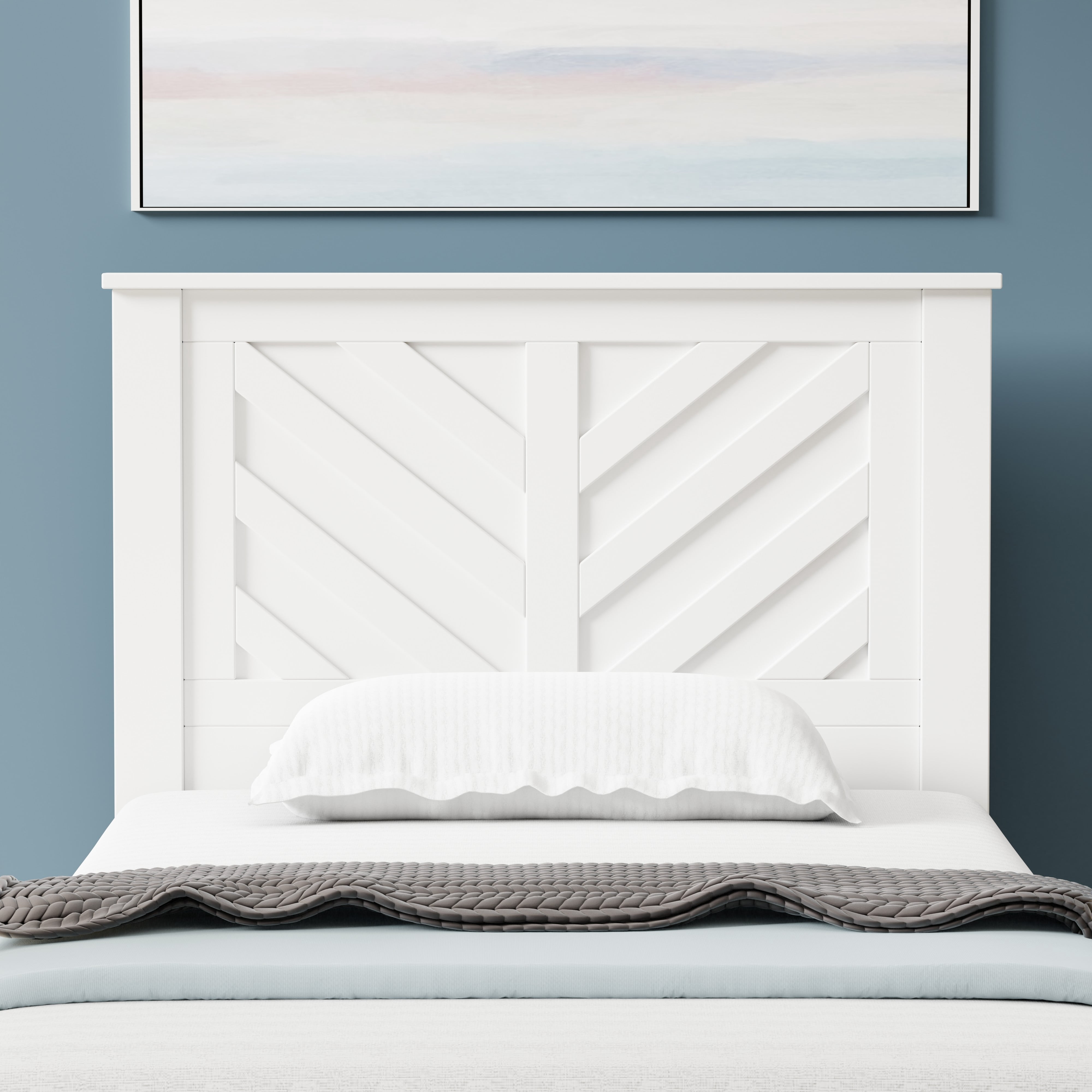 LaFerme Wood Panel Headboard in White -  Twin Size