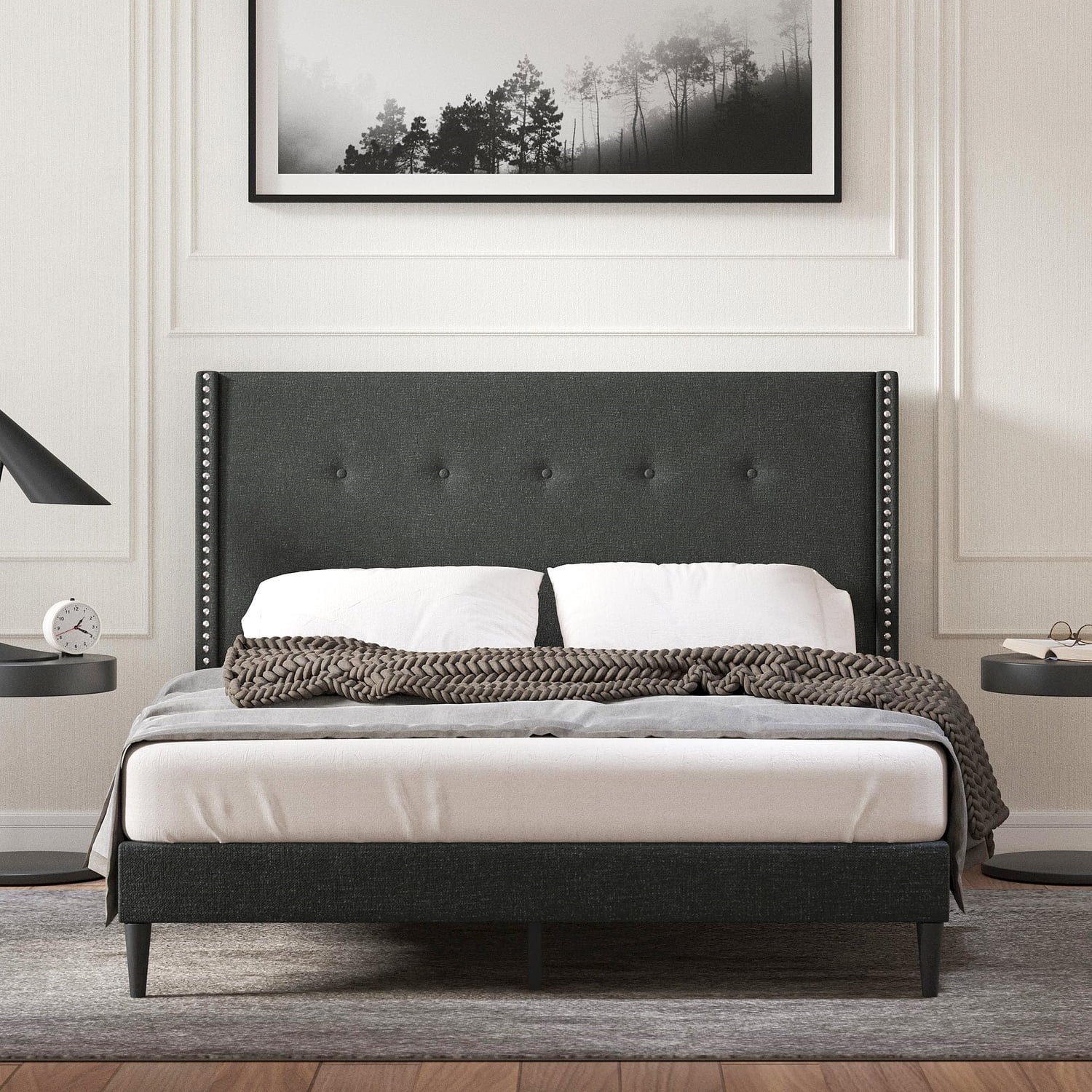 Glenwillow Home MCM Upholstered Platform Bed - Walmart.com