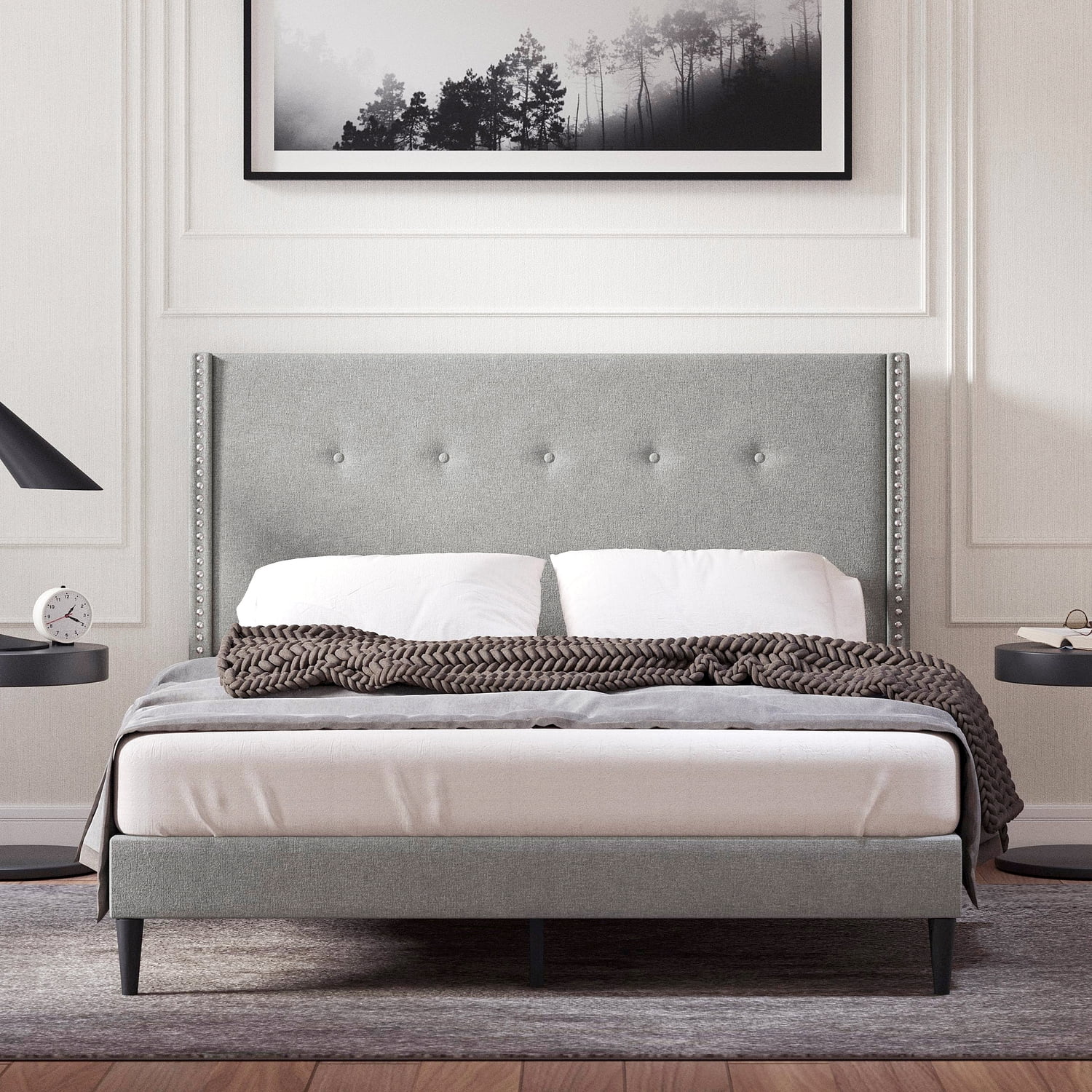 Glenwillow Home MCM Upholstered Platform Bed - Walmart.com