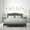 thumbnail image 1 of Oros Upholstered Platform Bed Frame / Tufted Camelback / Mattress Foundation / Wood Slat Support / No Box Spring Needed / Easy Assembly, Gray, King, 1 of 7