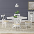 thumbnail image 1 of 5-PC - Oval Butterfly Leaf Dining Table in White + White/Natural Cross Back Dining Chairs Dining Set, 1 of 10