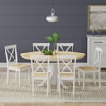thumbnail image 1 of 7-PC - Oval Butterfly Leaf Dining Table + X-Back Dining Chairs Dining Set in White/Natural, 1 of 10