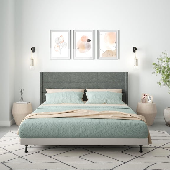 Glenwillow Home Pax Upholstered Headboard, Grey, King/Cal. King