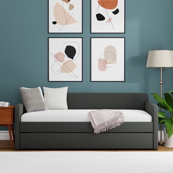 Piatta Twin Daybed with Roll-Out Trundle in Grey