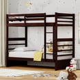 thumbnail image 1 of Plana Solid Wood Twin Over Twin Bunk Bed and Hanging Nightstand in Espresso, 1 of 8
