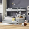 thumbnail image 1 of Plana Solid Wood Twin Over Full Bunk Bed and Trundle in Light Gray, 1 of 8