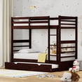 thumbnail image 1 of Plana Solid Wood Twin Over Twin Bunk Bed and Trundle in Espresso, 1 of 8