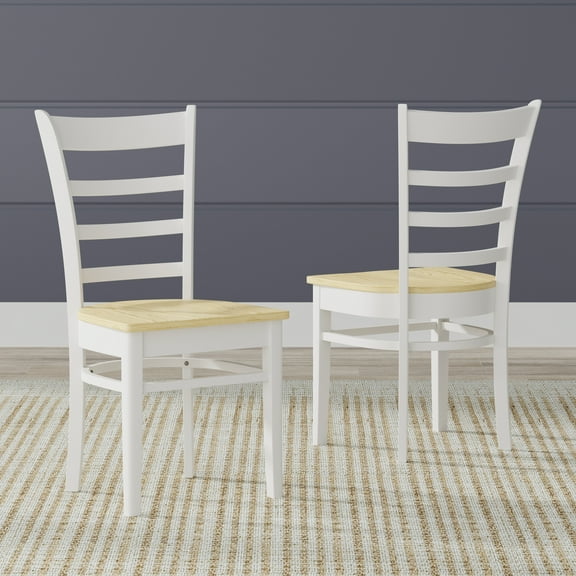 Glenwillow Home Slat Back Wood Dining Chair - White/Nat (Set of 2)