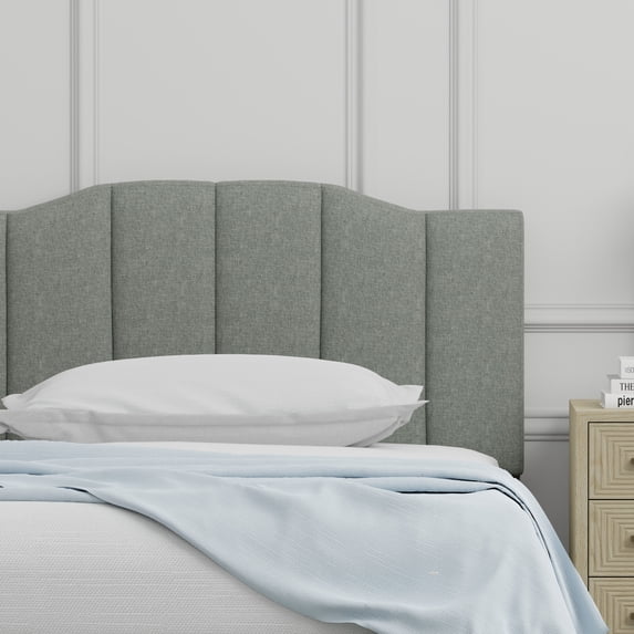 Volta 20" Tall Panel Upholstered Headboard, Raised Back Vertical Tufting, Twin Size, Light Gray