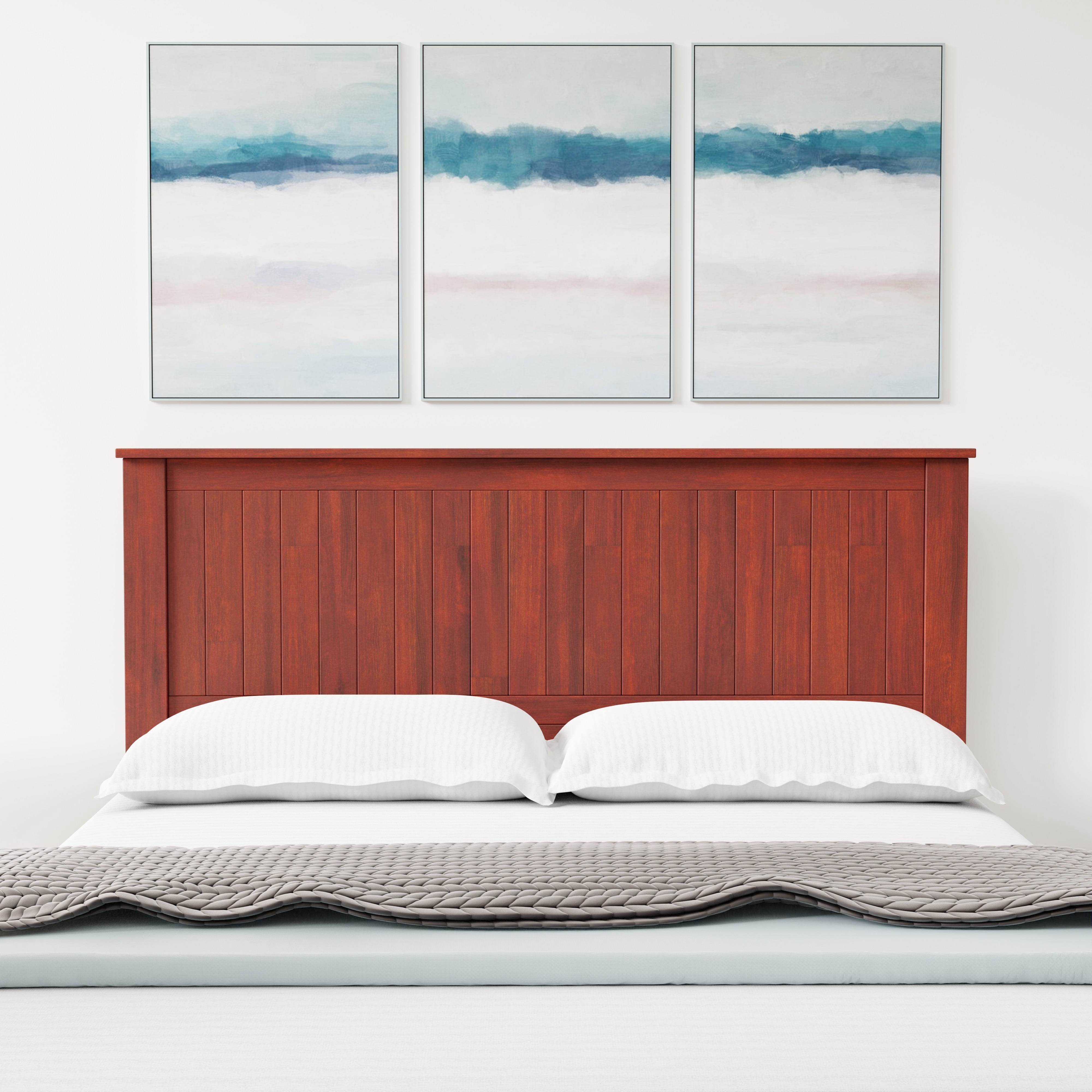 Wainscott Wood Panel Headboard in Cherry -  Queen Size