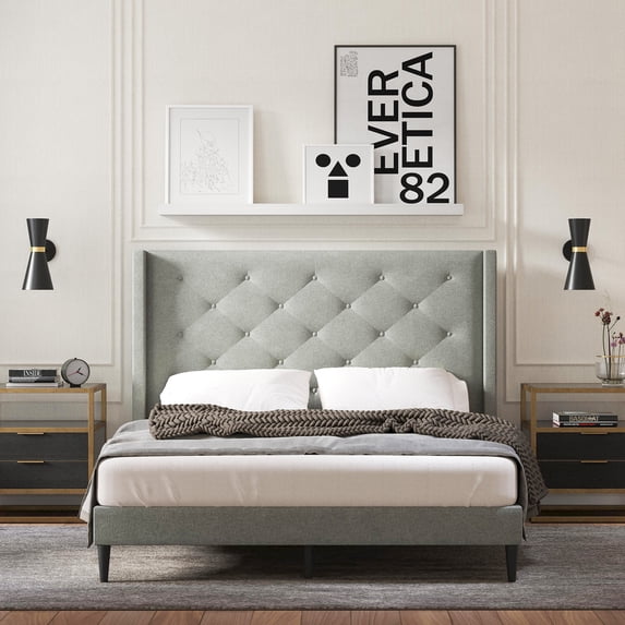 Glenwillow Queen Size Contemporary Wood Composite Platform Bed, Gray