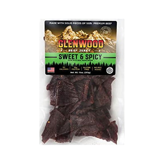 Glenwood Beef Jerky Sweet & Spicy Jerky 10oz Resealable Bag Moist and Tender Beef Jerky, Gluten-Free Jerky, Made in the USA