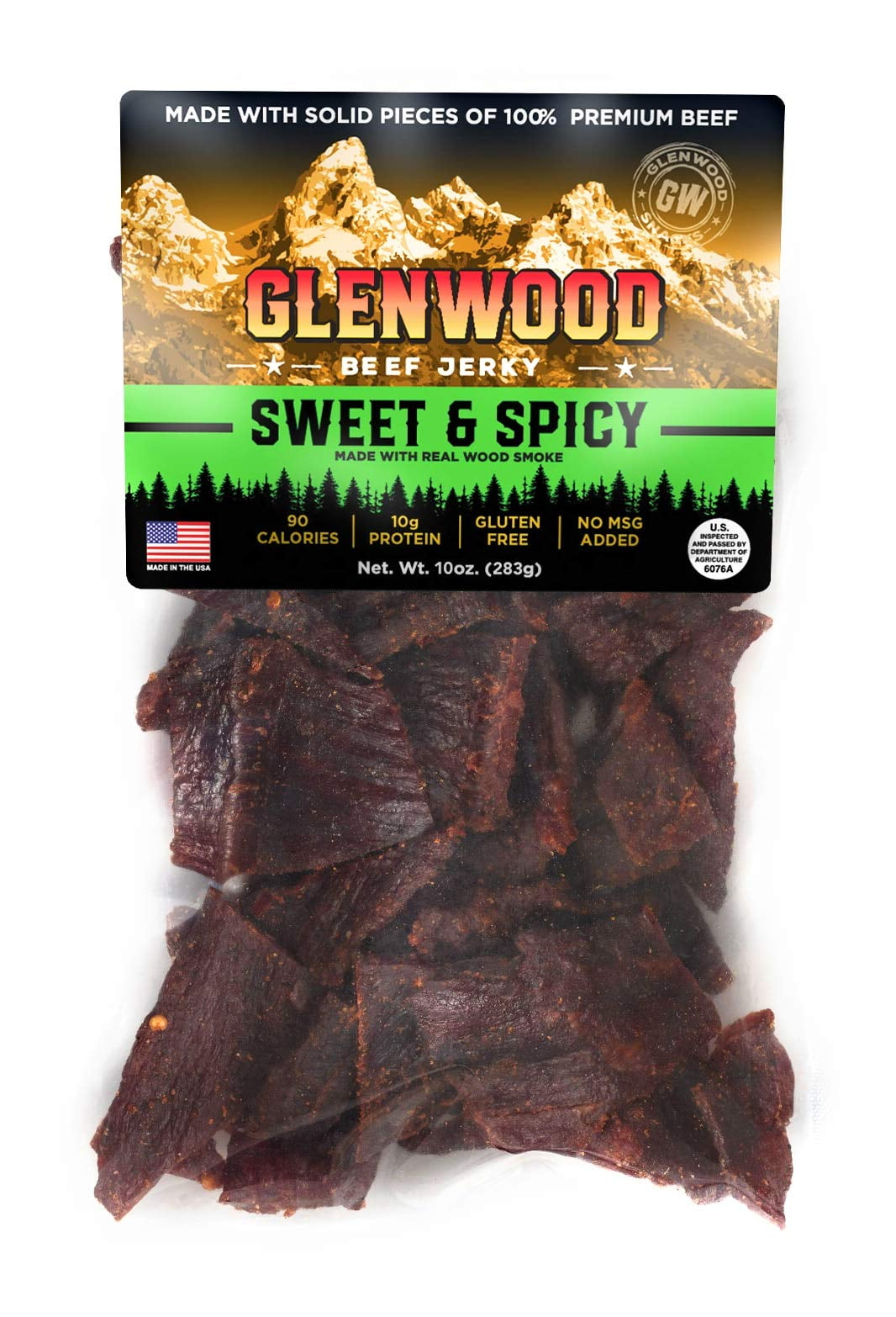 Glenwood Jerky 10oz Bag DMF15 100% Beef Jerky (SWEET & SPICY)