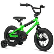 Glerc 12 Inch Little Kids Bike BMX Style Bicycle with Training Wheels Coaster Brake for 2 3 4 Years Old Boys Girls, Green